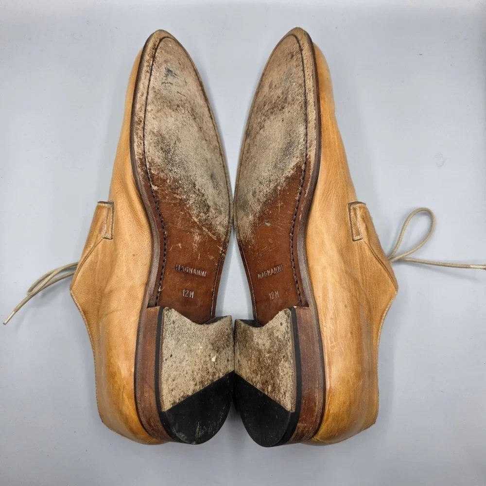 Magnanni Dress Shoes Mens 12 Tan Leather‎ Derby Oxford Business Professional